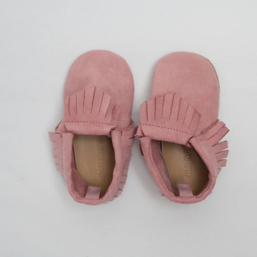 Old Navy Baby Infant Blush Faux Suede Moccasins Booties Size 6-12M